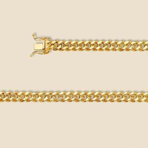 14K Yellow Gold 5.5mm Hollow Miami Cuban Link Bracelet | 8” Box Lock Clasp